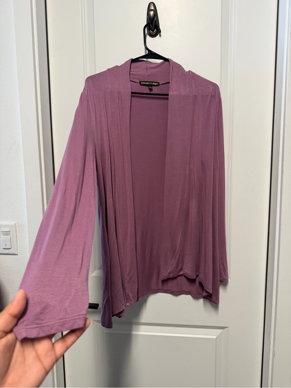Always Indigo Purple Draped Open-Front Cardigan Size Large - Picture 4 of 7